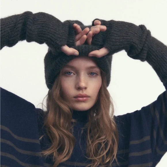 Zara | Accessories | Nwt Zara Fingerless Ribbed Knit Gloves  display picture 3